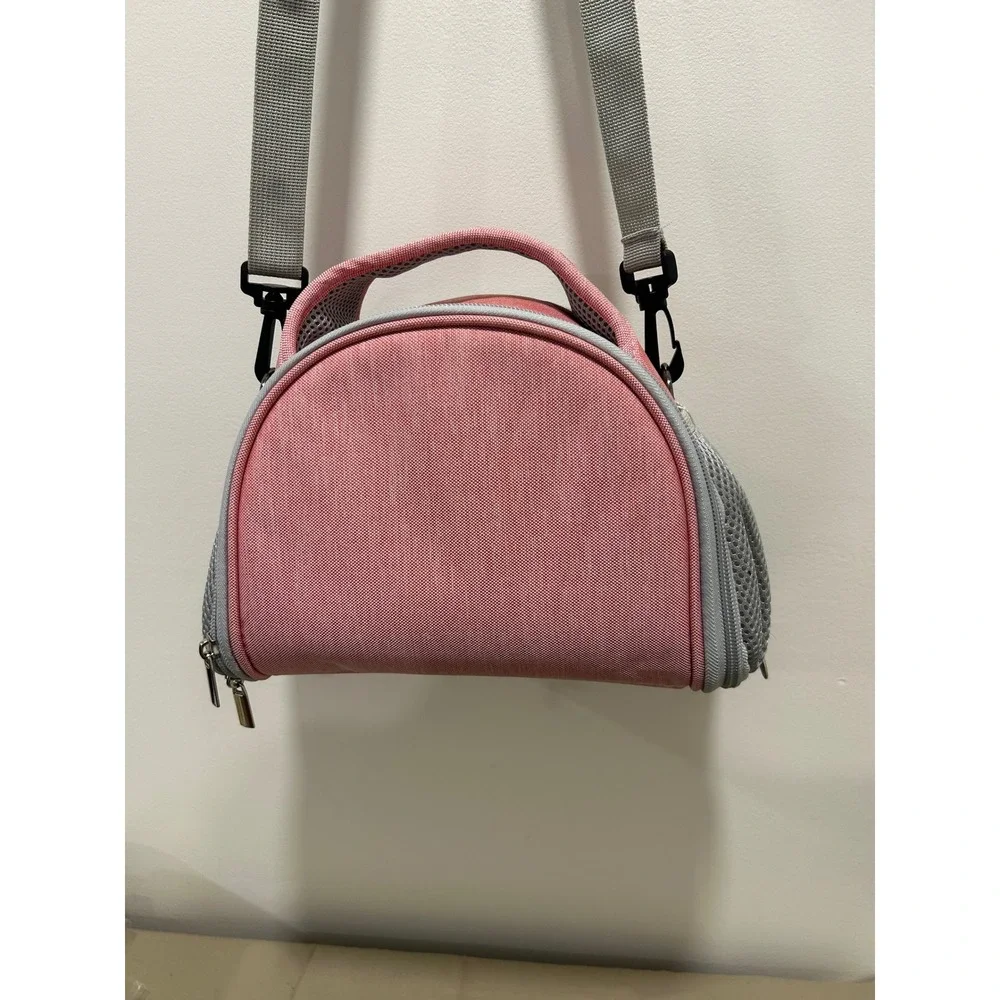 YUDODO Small Pet‎ Carrier Bag Pink Grey Mesh Breathable Travel Tote for Hamsters